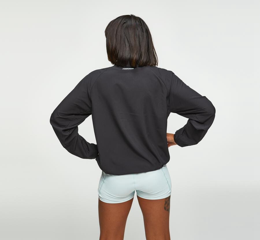 Hoka One One Womens Jackets - Wind-Resistant - Black - UBRW03916